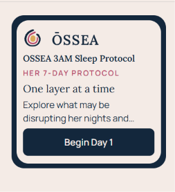 3AM Sleep Protocol app snapshot showing the seven-day protocol and Begin Day 1 button